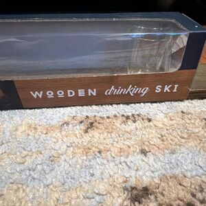 Wooden Drinking Ski - Brown